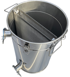 Filter container for honey 35L-50kg with Stainless steel valve x2 and buckle