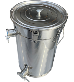 Filter container for honey 35L-50kg with Stainless steel valve x2 and buckle