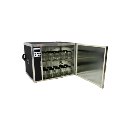 Black Jet Warming Cabinet: 1 bucket 45 kg, 50 jars, 1 stainless steel shelf